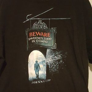 Beware Sweeney Todd is Coming Black Short Sleeve T-Shirt Sz XL